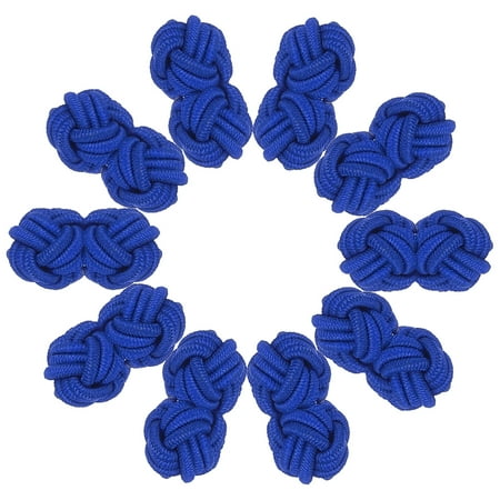 Uxcell 5 Pairs Silk Knot Cufflinks, Elastic Fabric Shirt Cufflinks, Twist Knot Dress Accessories Cuff Link for Men, Women, Business, Gift, Wedding, Blue