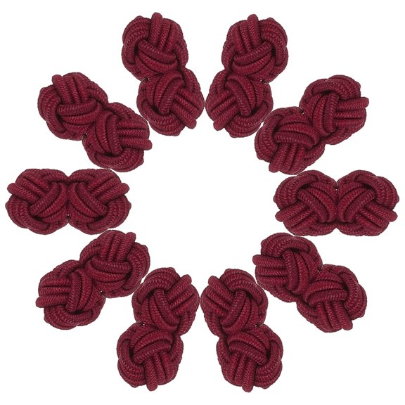 Uxcell 5 Pairs Silk Knot Cufflinks, Elastic Fabric Shirt Cufflinks, Twist Knot Dress Accessories Cuff Link for Men, Women, Business, Gift, Wedding, Dark Red