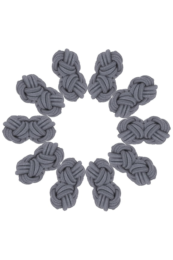 5 Pairs Silk Knot Cufflinks, Elastic Fabric Shirt Cufflinks, Twist Knot Dress Accessories Cuff Link for Men, Women, Business, Gift, Wedding, Smoky Gray