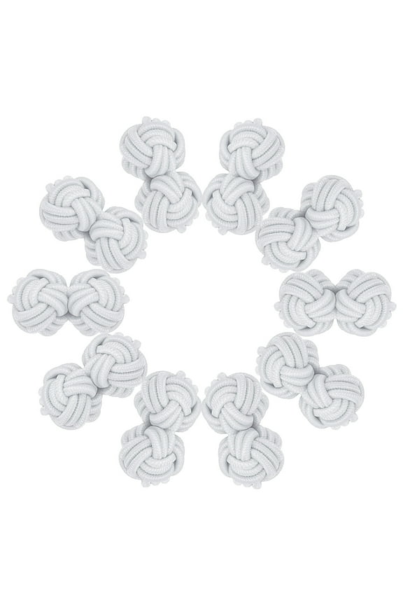 5 Pairs Silk Knot Cufflinks, Elastic Fabric Shirt Cufflinks, Twist Knot Dress Accessories Cuff Link for Men, Women, Business, Gift, Wedding, White