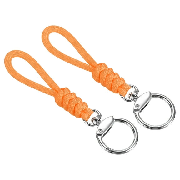 Uxcell 5" Paracord Lanyard Clasp Wrist Cord Strap Badge Holder, Orange 2 Pack
