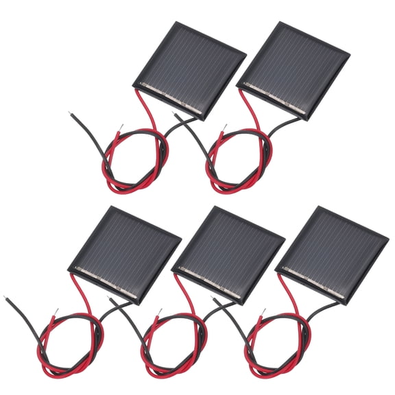 Uxcell 5 Pcs 1.5V 0.09W 60mA Mini Solar Panels, Small Polycrystalline Solar Cell Panel with 2 Cable for DIY Electric Toy Materials Kits Charger, 30mm x 30mm