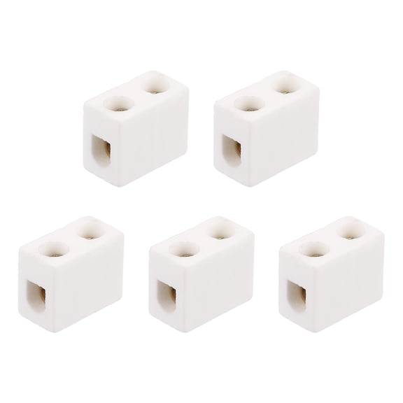 Uxcell 5 Pcs 1 Way Ceramics Terminal Blocks, 10A 110V-600V High Temp Porcelain Ceramic Electrical Connectors with Brass Conductors 19x10x14 mm for Electric Wire Cable