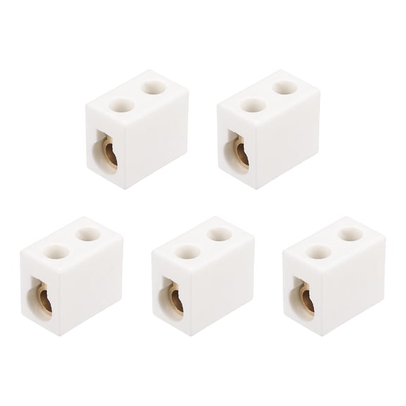 Uxcell 5 Pcs 1 Way Ceramics Terminal Blocks, 60A 110V-600V High Temp Porcelain Ceramic Electrical Connectors with Brass Conductors 32x20x28 mm for Electric Wire Cable