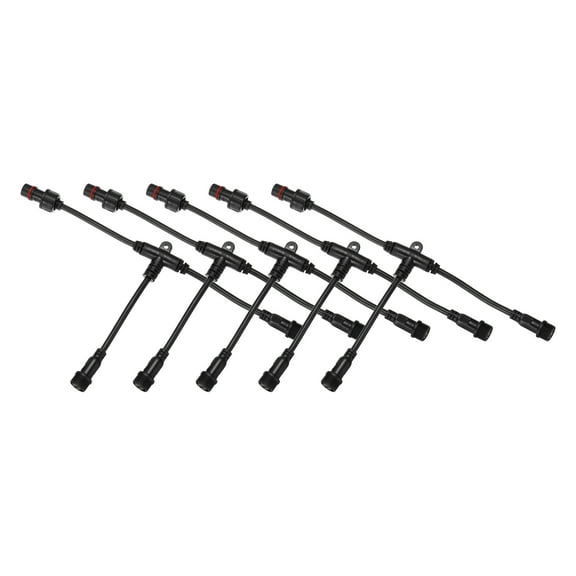Uxcell 5 Pcs 2-Core 2 Pin T Splitter Connector, 15cm 18AWG IP65 Y Shape 1 Male to 2 Female Extension Cable for LED Lighting