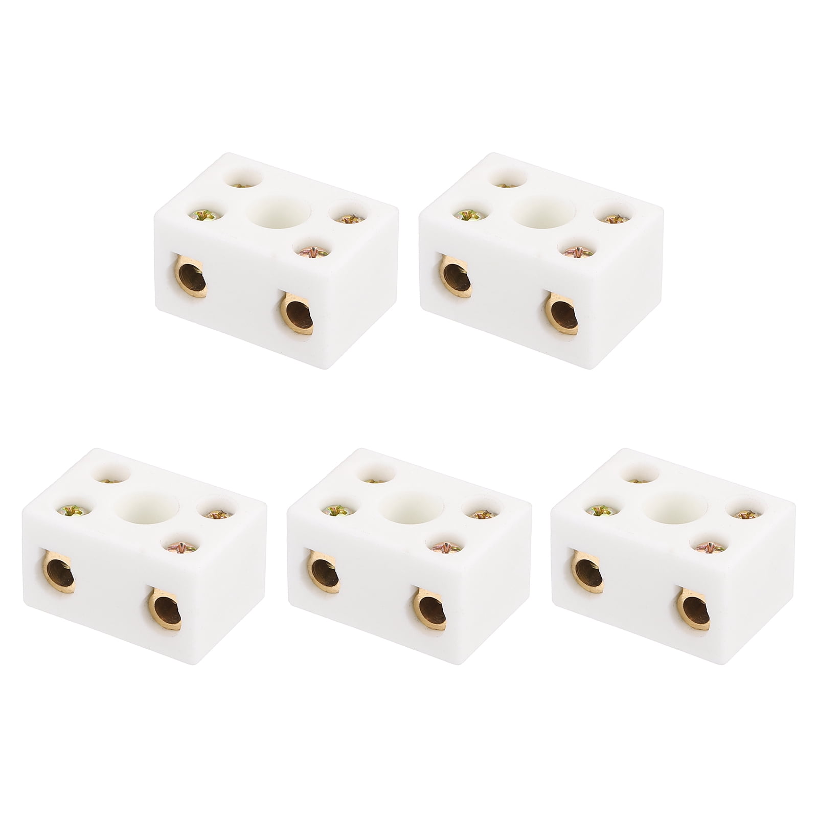 Uxcell 5 Pcs 2 Way Ceramics Terminal Blocks, 15A 110V-600V High Temp ...