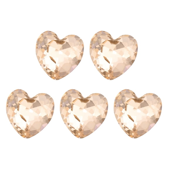 Uxcell 5 Pcs 3D Heart Champagne Nail Charm Rhinestones 8x8mm K9 Glass Crystal Rhinestones Pointed Back Crooked Heart Gems