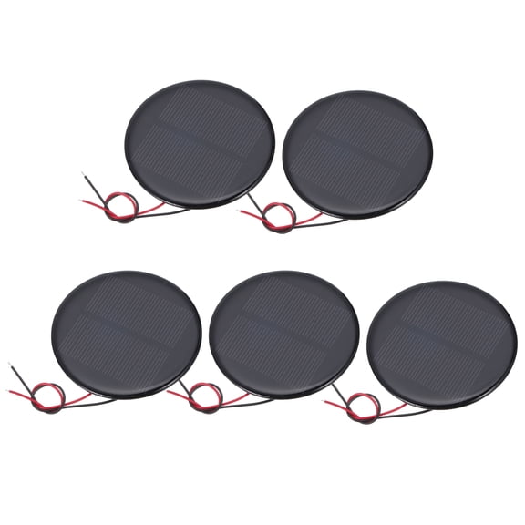 Uxcell 5 Pcs 4V 0.52W 130mA Mini Solar Panels, Small Polycrystalline Solar Cell Panel with 2 Cable for DIY Electric Toy Materials Kits Charger, 73mm Dia