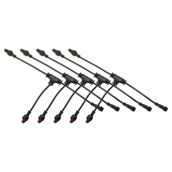 Uxcell 5 Pcs 5-Core 5 Pin T Splitter Connector, 15cm 24AWG IP65 Y Shape 1 Male to 2 Female Extension Cable for LED Lighting