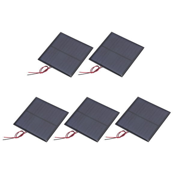 Uxcell 5 Pcs 6V 0.9W 150mA Mini Solar Panels, Small Polycrystalline Solar Cell Panel with 2 Cable for DIY Electric Toy Materials Kits Charger, 80mm x 80mm
