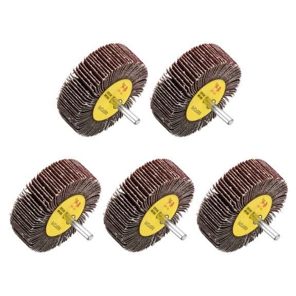 Uxcell 5 Pcs Abrasive Flap Wheel, 3.2 Inch Diameter, 80 Grit Aluminum Oxide Mounted Flap Wheels 1/4 Shank for Grinding, Polishing, Removing Rust, Red