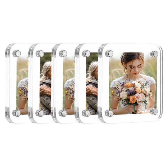 Uxcell 5 Pcs Acrylic Fridge Magnetic Frame 2.4 x 2.4 Inch Clear Square Fridge Magnets