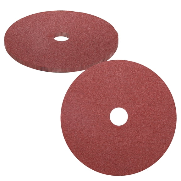 Uxcell 5 Pcs Aluminum Oxide Resin Fiber Discs - [6Inch x 7/8Inch Arbor Hole, 100 Grits] Angle Grinder Sanding Disc for Grinding, Finishing, Polishing on Wood, Fiberglass, Metal, Red