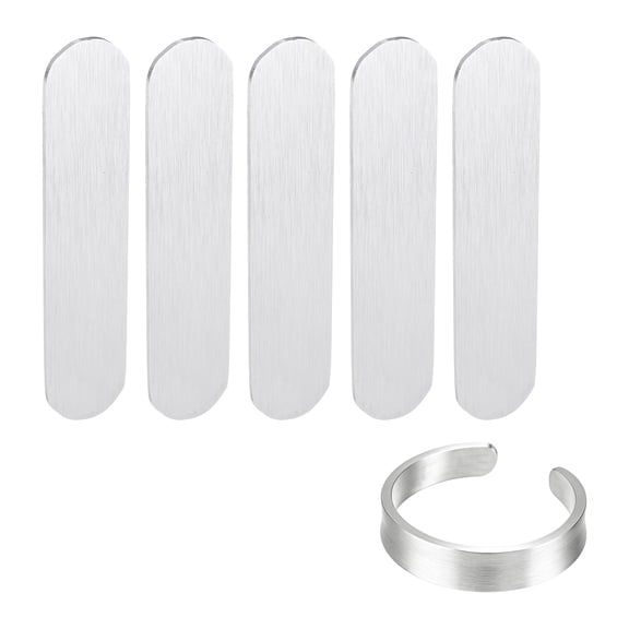 Uxcell 5 Pcs Aluminum Ring Blanks 15/32 x 2.1 Inch Engraving Metal Stamping Ring Blanks Adjustable for DIY Jewelry Making Art Crafts Metal Stamping, Silver