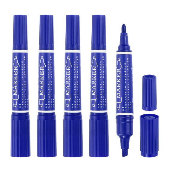 Uxcell 5 Pcs Art Marker Pen Double-Ended Colored Pen Dual Sketch Marker, Dark Blue