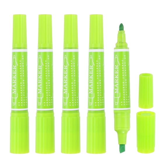 Uxcell 5 Pcs Art Marker Pen Double-Ended Colored Pen Dual Sketch Marker, Green