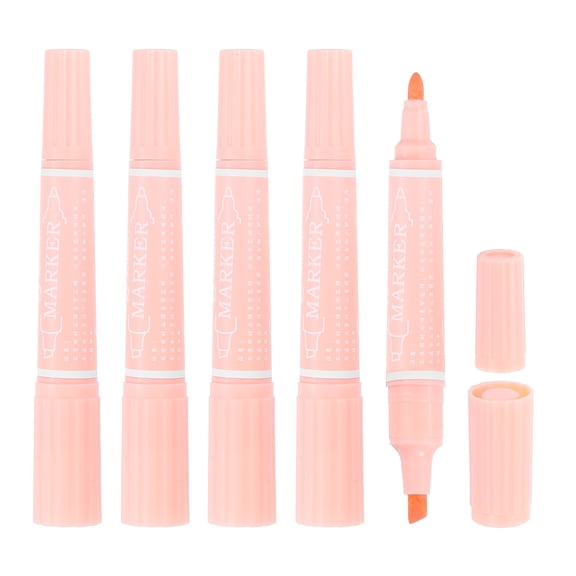 Uxcell 5 Pcs Art Marker Pen Double-Ended Colored Pen Dual Sketch Marker, Light Pink