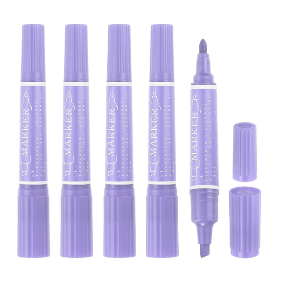 Uxcell 5 Pcs Art Marker Pen Double-Ended Colored Pen Dual Sketch Marker, Light Purple
