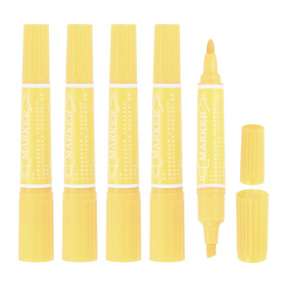 Uxcell 5 Pcs Art Marker Pen Double-Ended Colored Pen Dual Sketch Marker, Light Yellow