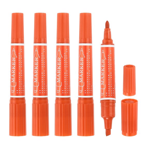 Uxcell 5 Pcs Art Marker Pen Double-Ended Colored Pen Dual Sketch Marker, Orange