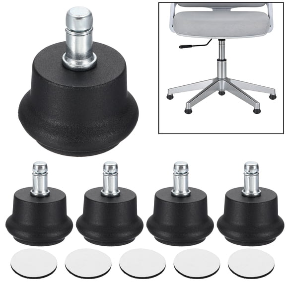 Uxcell 5 Pcs Bell Glides, Office Chair Glides 1.34inch Low Profile Casters Replacement Feet Swivel Caster Wheel Stopper Insert Rod for Office Chair Game Rolling Fixed Stationary, Black
