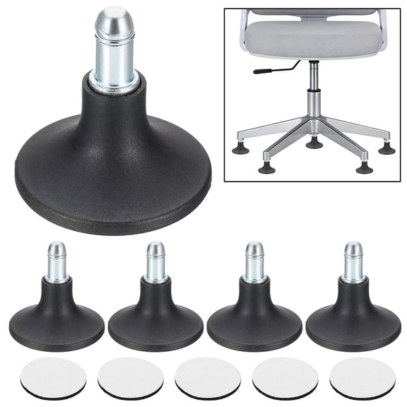 Uxcell 5 Pcs Bell Glides, Office Chair Glides 1.38inch Low Profile Casters Replacement Feet Swivel Caster Wheel Stopper Insert Rod for Office Chair Game Rolling Fixed Stationary, Black