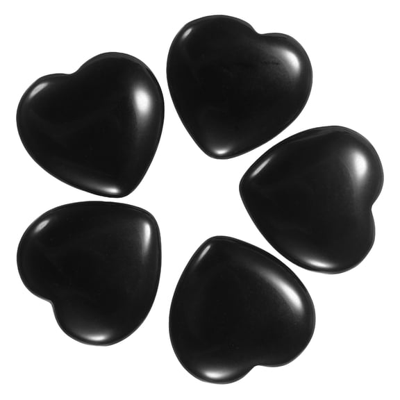 Uxcell 5 Pcs Black Obsidian Crystal Stones Heart Shaped, 2 cm Tumbled Stones and Crystals for Women Gifts Home Decor