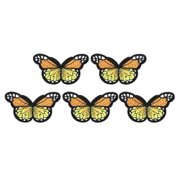 Uxcell 5 Pcs Butterfly Iron on Patch Sew on Iron on Decorative Patch, 2.9"Lx1.8"W, Orange