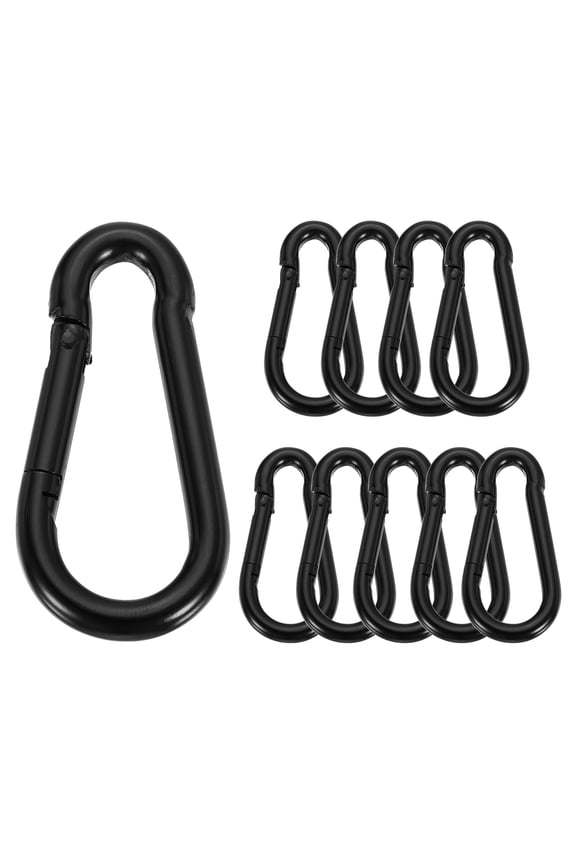 10 Pcs Spring Snap Hook 2.36" Spring Link Buckle for Hiking Fishing Black