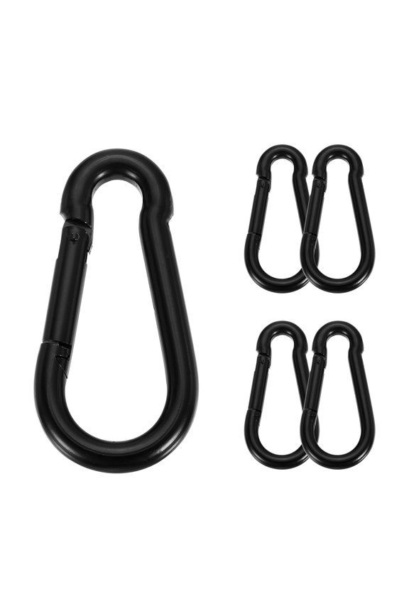5 Pcs Spring Snap Hook 3.94" Spring Link Buckle for Hiking Fishing Black
