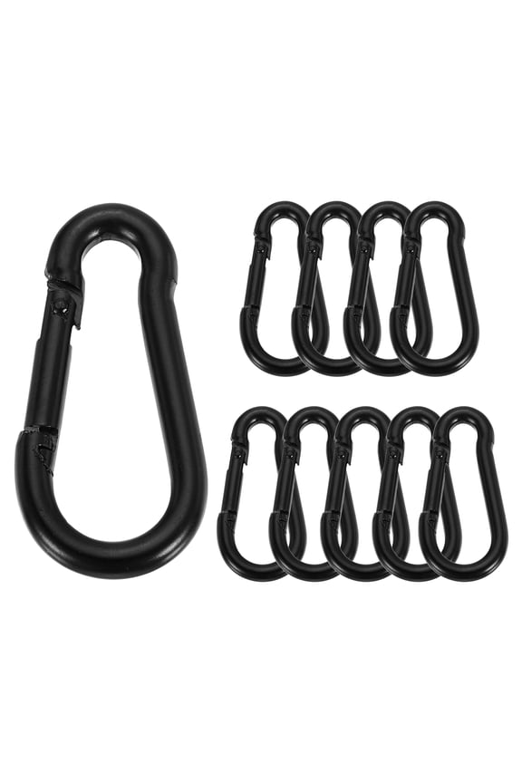 10 Pcs Spring Snap Hook 1.57" Spring Link Buckle for Hiking Fishing Black