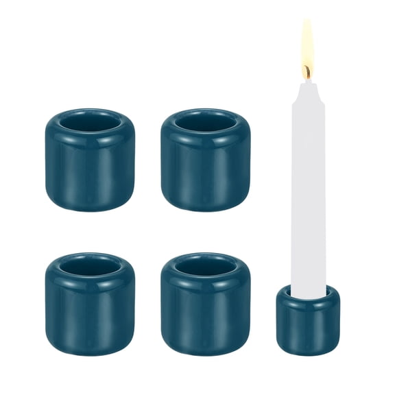 Uxcell 5 Pcs Chime Candle Holder, 0.9 Inch ID Ceramic Mini Candle Holder for Meditation Spell Supplies Table Centerpieces Home Decoration, Dark Blue