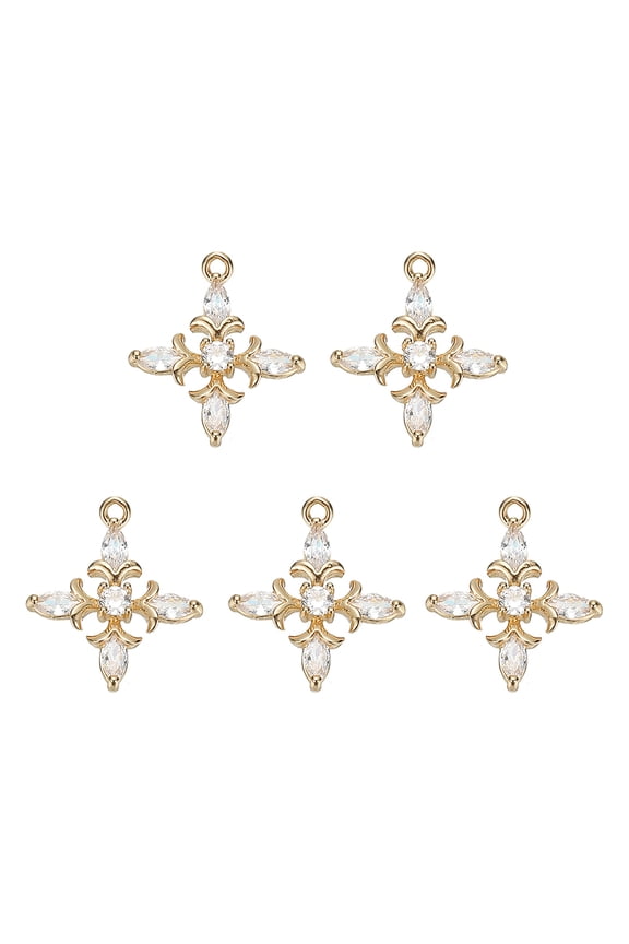 5 Pcs Crystal Rhinestone Cross Charms, Copper Mini Pendant Beads Cross Charms for Jewelry Making Bracelet Earring Necklace DIY Handmade, White