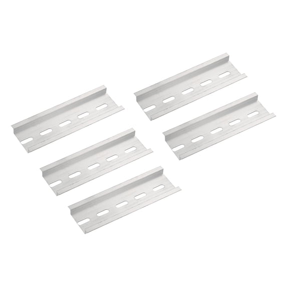 Uxcell 5 Pcs DIN Rail Slotted Aluminum Mounting Guide 100mm Long 35mm Wide 7.5mm High Silver Tone
