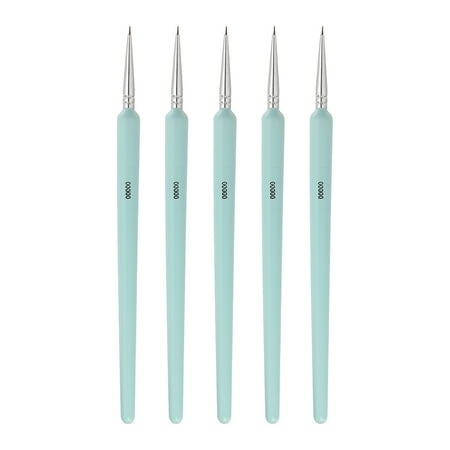 Uxcell 5 Pcs Detail Paint Brushes 5.5mm Pointed Tip (00000), Light Blue