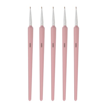 Uxcell 5 Pcs Detail Paint Brushes 5.5mm Pointed Tip (00000), Pink