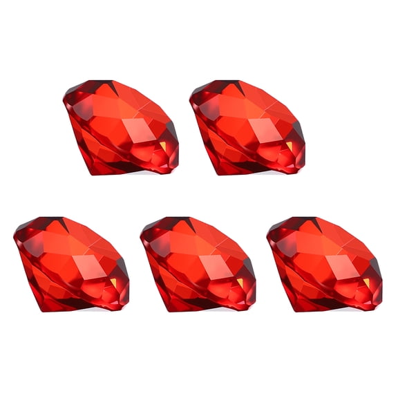 Uxcell 5 Pcs Diamond Crystal Paperweight, 30mm / 1.18 Inch Crystal Paperweight Paper Weight for Home Office Desktop Table Decor Wedding Party Jewelry Ornaments, Red