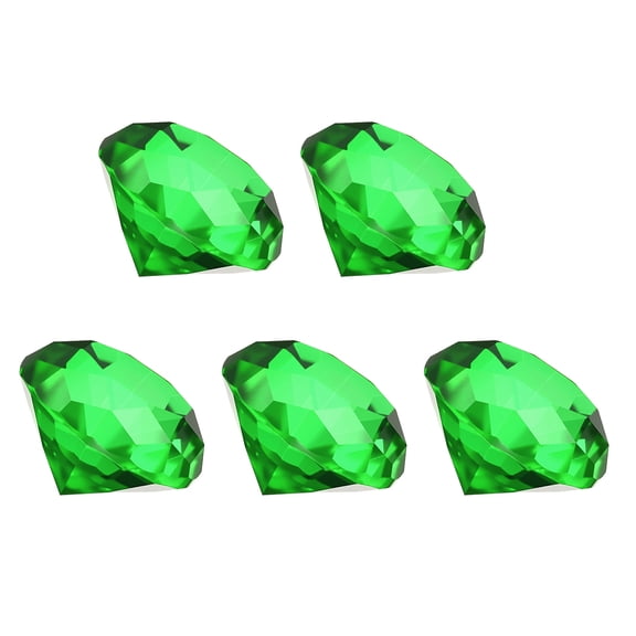 Uxcell 5 Pcs Diamond Crystal Paperweight, 40mm / 1.57 Inch Crystal Paperweight Paper Weight for Home Office Desktop Table Decor Wedding Party Jewelry Ornaments, Green