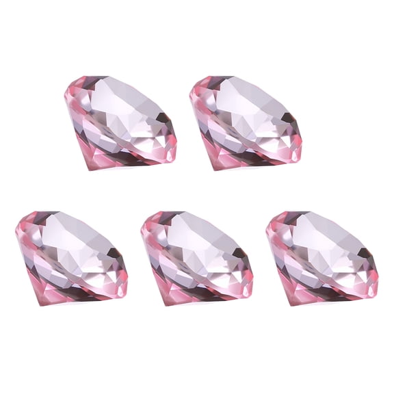 Uxcell 5 Pcs Diamond Crystal Paperweight, 40mm / 1.57 Inch Crystal Paperweight Paper Weight for Home Office Desktop Table Decor Wedding Party Jewelry Ornaments, Pink