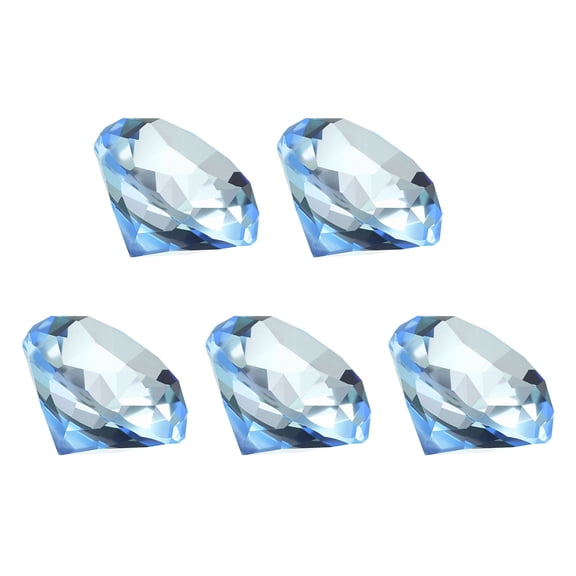 Uxcell 5 Pcs Diamond Crystal Paperweight, 40mm / 1.57 Inch Crystal Paperweight Paper Weight for Home Office Desktop Table Decor Wedding Party Jewelry Ornaments, Light Blue