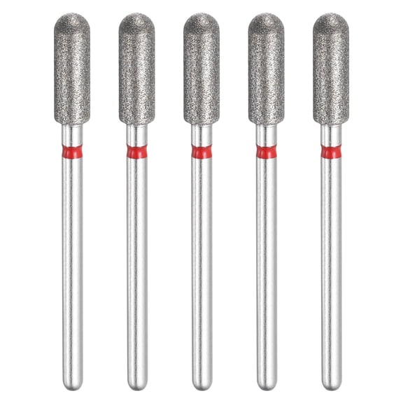 Uxcell 5 Pcs Diamond Grinding Bit, 200-230 Grit 4mm Cylindrical Ball Head Dia Stone Sanding Drill Bit 3/32" Shank Rotary Tool Accessory for Jewelry Ceramic Nail Grind Polish Engrave