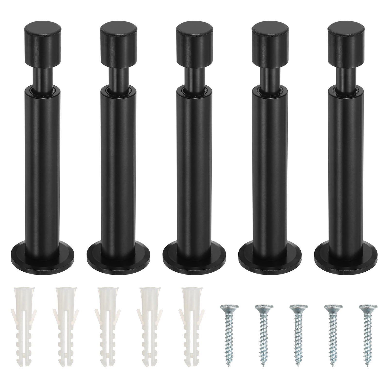 Uxcell 5 Pcs Doorstops, Aluminum Door Stop Metal Wall Protector Doorstop Long Solid for Home Office Shopping Mall to Protect Wall Door, Black