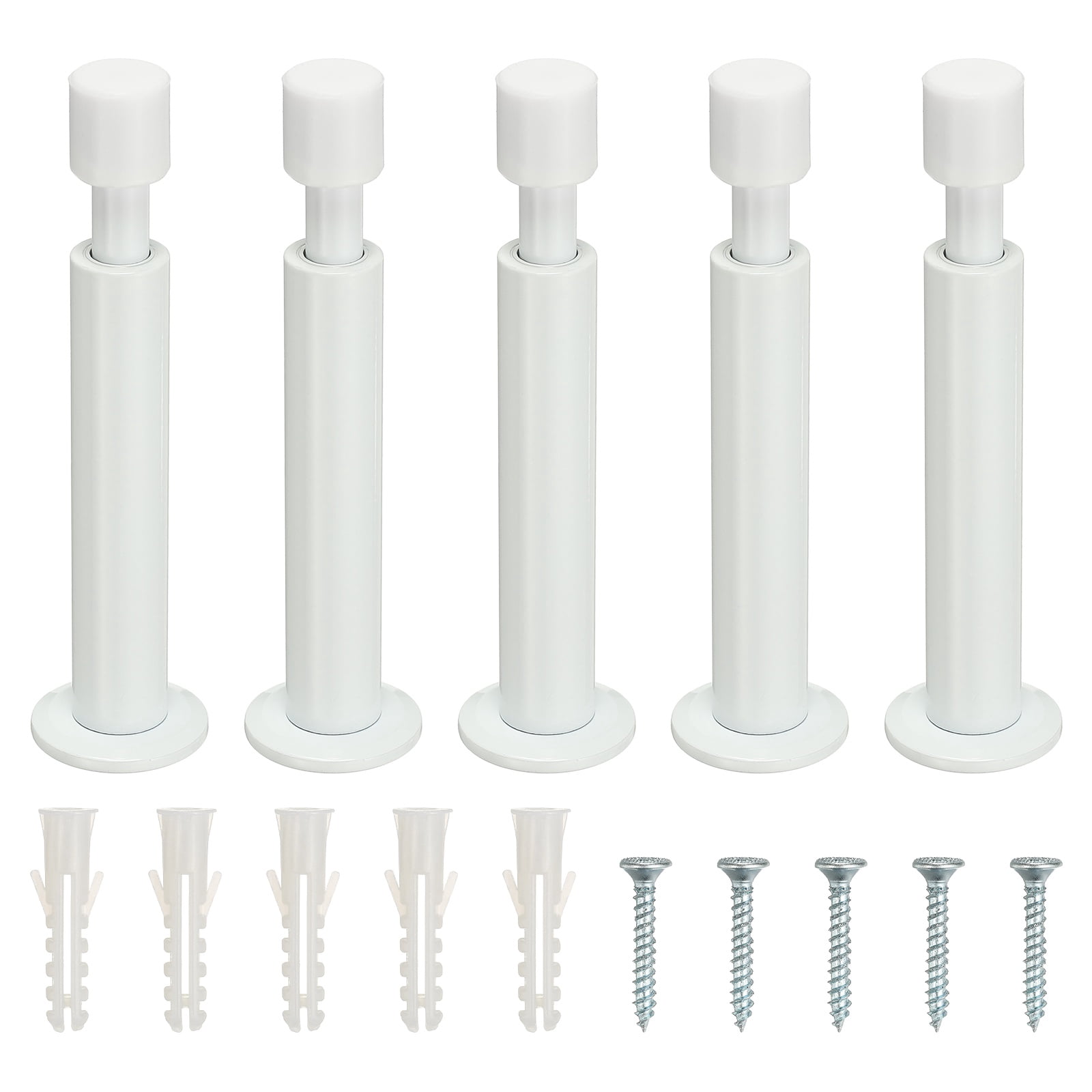 Uxcell 5 Pcs Doorstops, Aluminum Door Stop Metal Wall Protector Doorstop Long Solid for Home Office Shopping Mall to Protect Wall Door, White
