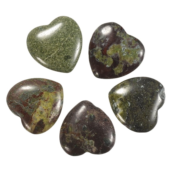 Uxcell 5 Pcs Dragon Stone Crystal Stones Heart Shaped, 2 cm Tumbled Stones and Crystals for Women Gifts Home Decor