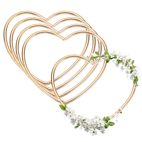 Uxcell 5 Pcs Dream Catcher Rings, 2 Inch Heart Wreath Macrame Hoop Catcher Ring Metal Floral Hoops for DIY Crafts Making Wreath Making Supplies Plant Wall Hanging Decor, Gold