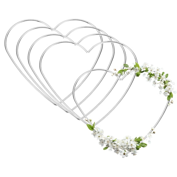 Uxcell 5 Pcs Dream Catcher Rings, 6 Inch Heart Wreath Macrame Hoop Catcher Ring Metal Floral Hoops for DIY Crafts Making Wreath Making Supplies Plant Wall Hanging Decor, Silver