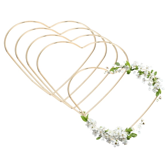 Uxcell 5 Pcs Dream Catcher Rings, 8 Inch Heart Wreath Macrame Hoop Catcher Ring Metal Floral Hoops for DIY Crafts Making Wreath Making Supplies Plant Wall Hanging Decor, Gold