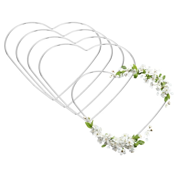 Uxcell 5 Pcs Dream Catcher Rings, 8 Inch Heart Wreath Macrame Hoop Catcher Ring Metal Floral Hoops for DIY Crafts Making Wreath Making Supplies Plant Wall Hanging Decor, Silver