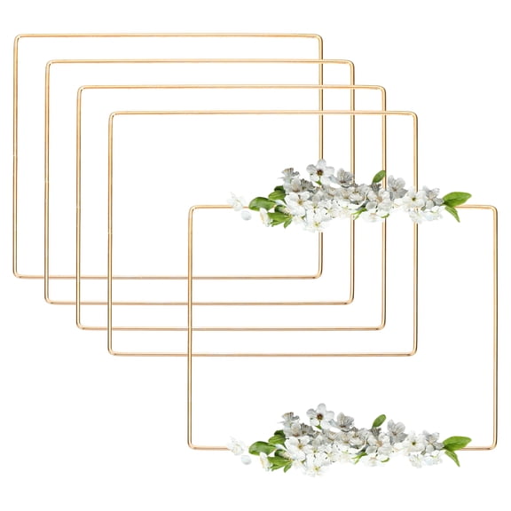Uxcell 5 Pcs Dream Catcher Rings, 8 Inch Square Wreath Macrame Hoop Catcher Ring Metal Floral Hoops for DIY Crafts Making Wreath Making Supplies Plant Wall Hanging Decor, Gold