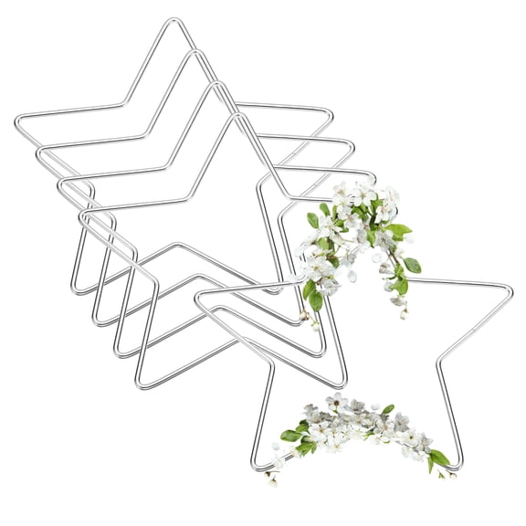 Uxcell 5 Pcs Dream Catcher Rings, 8 Inch Star Wreath Macrame Hoop Catcher Ring Metal Floral Hoops for DIY Crafts Making Wreath Making Supplies Plant Wall Hanging Decor, Silver